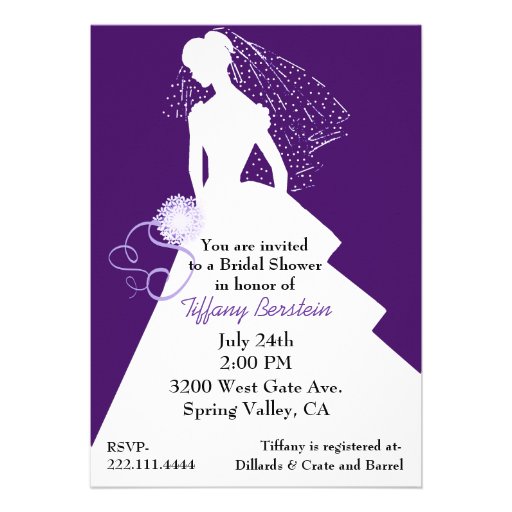 Purple and White Stylish Bride Shower Invitation