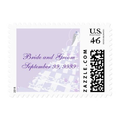 Purple And White Wedding Cake Wedding Postage by bellabridals