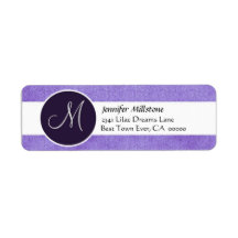 Purple and White Wedding Monogram Address Label