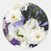 Purple and Whites Round Stickers