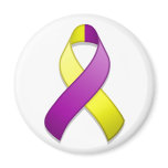 Purple and Yellow Awareness Ribbon Magnet