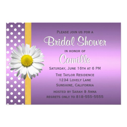 Purple and Yellow Daisy Bridal Shower Invitation