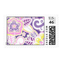 Purple and Yellow Floral Postage Stamp