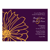 Purple and Yellow Floral Wedding Invitation