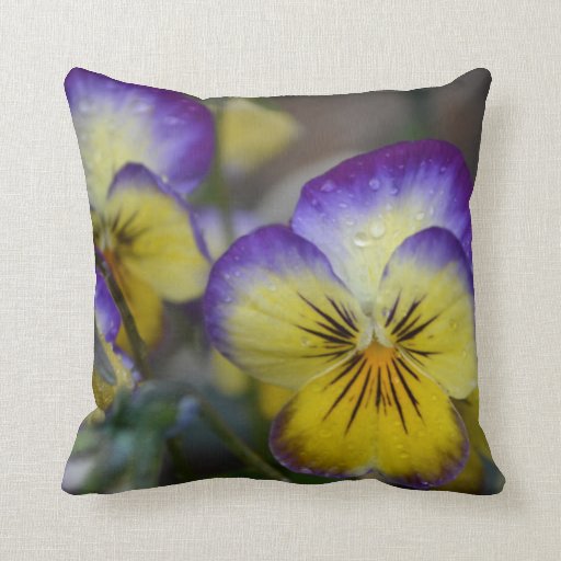 Purple and Yellow Flowers Throw Pillow Zazzle