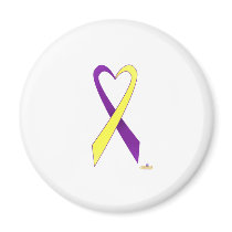 Purple And Yellow Heart Shaped Awareness Ribbon magnets by awareness Purple And Yellow Heart Shaped Awareness Ribbon magnets