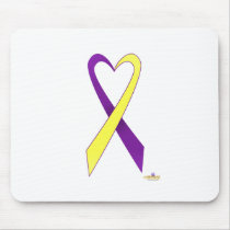 Purple And Yellow Heart Shaped Awareness Ribbon mousepads by awareness Purple And Yellow Heart Shaped Awareness Ribbon mousepads