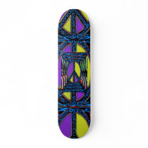 Purple and Yellow Mullti-Colored.Peace Sign skateboards
