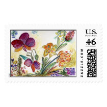 Purple and yellow Orchid34 postage