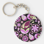 Purple and Yellow Paisley Keychains