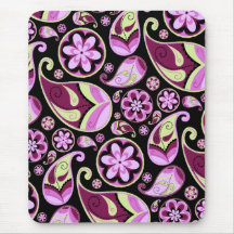 Purple and Yellow Paisley Mouse Pad