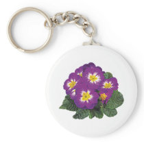 Purple and Yellow Primroses Keychain