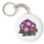 Purple and Yellow Primroses Keychain