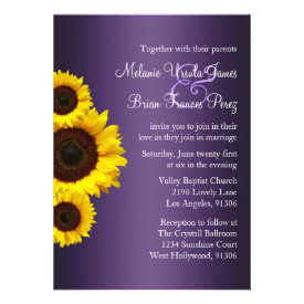 Purple and Yellow Sunflower Wedding Invitation