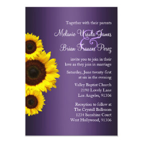 Purple and Yellow Sunflower Wedding Invitation