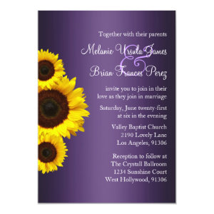 Purple and Yellow Sunflower Wedding Invitation 5