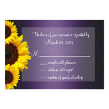 Purple and Yellow Sunflower Wedding RSVP Personalized Invite