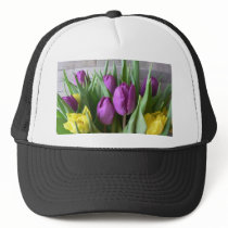 Purple And Yellow Tulips hats