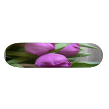 Purple And Yellow Tulips Skateboard