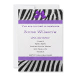 Purple and Zebra Girls Invitation