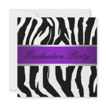 Purple and Zebra Graduation Party Invite