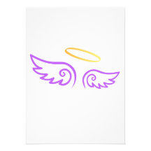 Purple Angel Wings with Halo Invitation