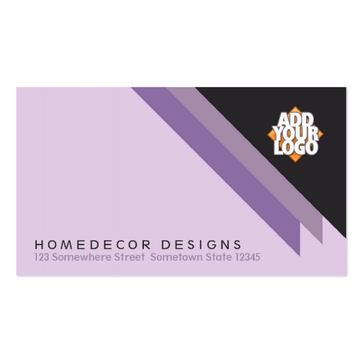 Purple Angles Stylish Interior Decorator w/ Logo Business Cards (back side)