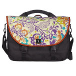 Purple Aqua and Yellow Vintage Floral Pattern commuterbag