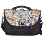 Purple Aqua and Yellow Vintage Floral Pattern commuterbag