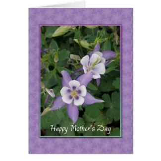 Purple Aquilegia, Columbine Mother's Day Card