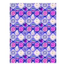 Purple Argyle Fruit Pattern Personalized Announcements