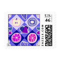 Purple Argyle Fruit Pattern stamps