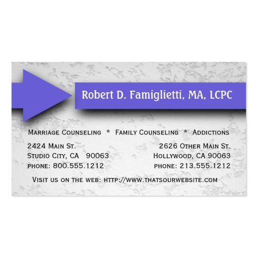Purple Arrow Counseling Service Business Card (front side)
