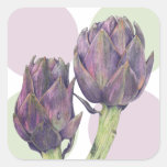 Purple Artichokes dots Square Sticker