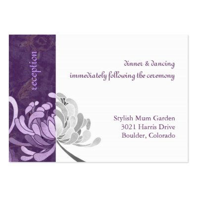 Purple Asian Mum Wedding Reception Card 3.5x2.5 Large Business Card