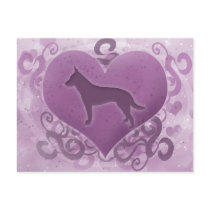Purple Australian Cattle Dog Valentine Post Card