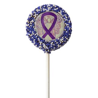Purple Awareness Ribbon Angel Art Cookie Pops Chocolate Dipped Oreo Pop