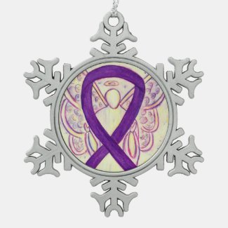 Purple Awareness Ribbon Angel Customized Ornament