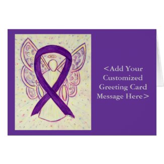 Purple Awareness Ribbon Angel Personalized Cards