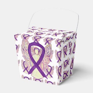 Purple Awareness Ribbon Angel Take Out Favor Boxes