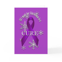 Purple Awareness Ribbon Christmas Cure Greeting 2 Greeting Card