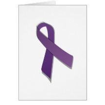 purple awareness ribbon greeting cards