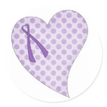 purple awareness ribbon inside heart stickers