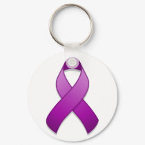 Purple Awareness Ribbon Keychain