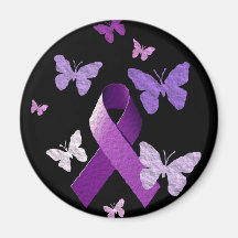 Purple Awareness Ribbon Refrigerator Magnets