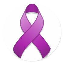 Purple Awareness Ribbon Round Sticker by jamieco Purple Awareness Ribbon Round Sticker