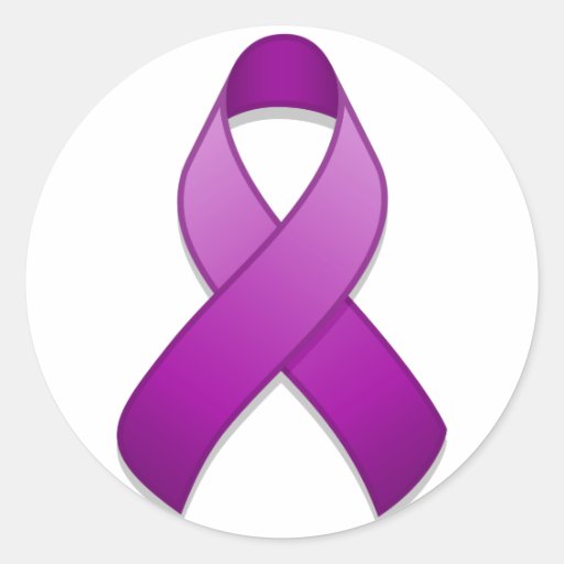 Purple Awareness Ribbon Round Sticker