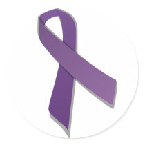 purple awareness ribbon round stickers