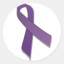 purple awareness ribbon round stickers