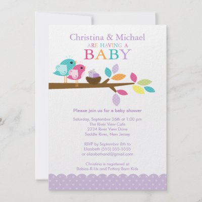 Baby Pooh Baby Shower Invitations on Purple Baby Bird Nest Baby Shower Invitations By Celebrateitinvites